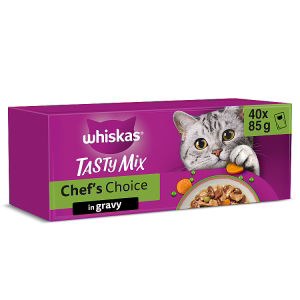 1+ TASTY MIX Chefs Choice Wet Cat Food Pouches in Gravy 40 x 85g thumbnail 2