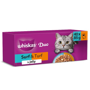 1+ DUO Surf & Turf Wet Cat Food Pouches in Jelly 40 x 85g thumbnail 2
