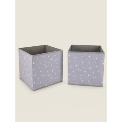 Grey Star Print Storage Boxes - Set of 2