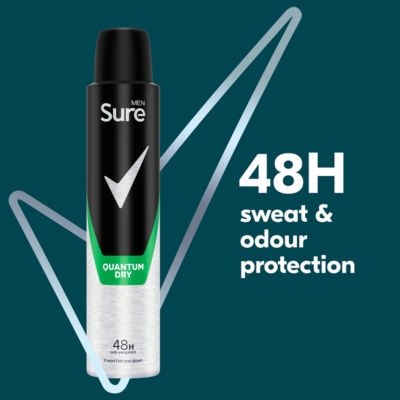 Sure Men  Antiperspirant Aerosol Quantum Dry 200ml thumbnail 3
