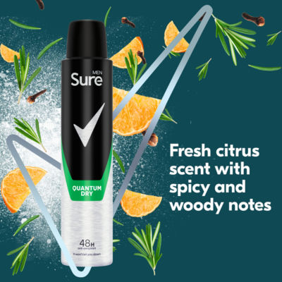 Sure Men  Antiperspirant Aerosol Quantum Dry 200ml thumbnail 4