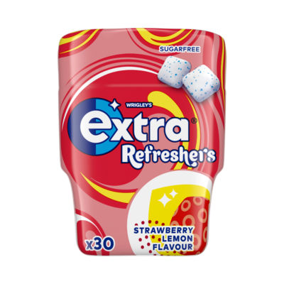 Extra Refreshers Strawberry Lemon Sugarfree Chewing Gum Bottle