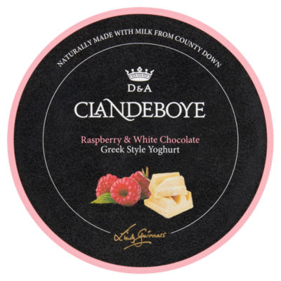Raspberry & White Chocolate Authentically Strained Greek Style Yoghurt 150g