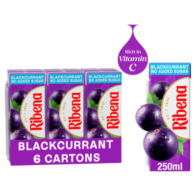 No Added Sugar Blackcurrant Juice Drink Cartons 6x250ml