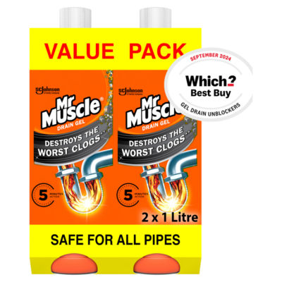Mr Muscle Power Gel Drain & Sink Unblocker Twin Pack