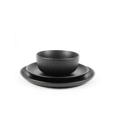 Black Ribbed Dinner Set 12 Piece thumbnail 3
