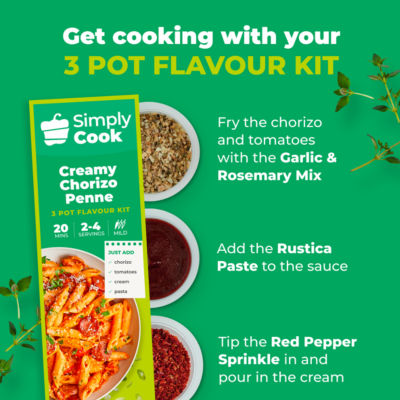 Creamy Chorizo Penne 3 Pot Flavour Kit 39g thumbnail 3