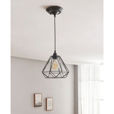 Black Easy Fit Wire Triangle Pendant Light Shade thumbnail 2