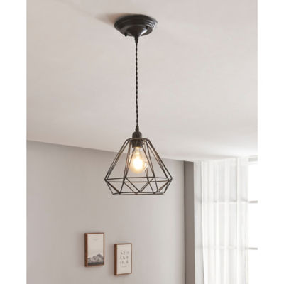 Black Easy Fit Wire Triangle Pendant Light Shade thumbnail 3