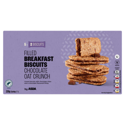 ASDA Filled Breakfast Biscuits Chocolate Oat Crunch 5 x 44g