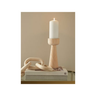 Natural Wooden Pillar Candlestick thumbnail 2