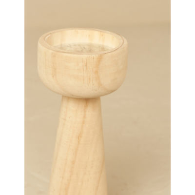 Natural Wooden Pillar Candlestick thumbnail 4