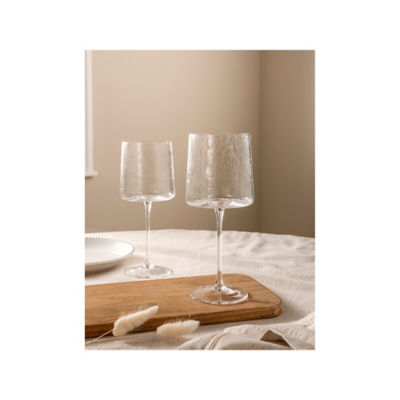 Clear Hammered Wine Glasses - Set of 2 thumbnail 2