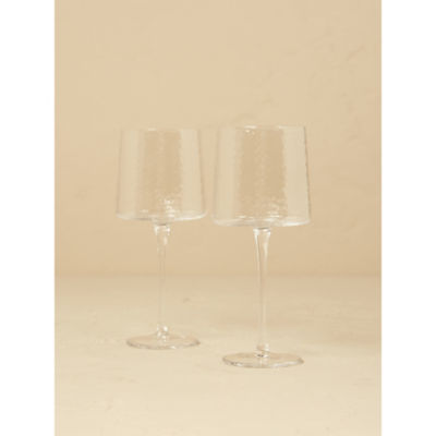 Clear Hammered Wine Glasses - Set of 2 thumbnail 4