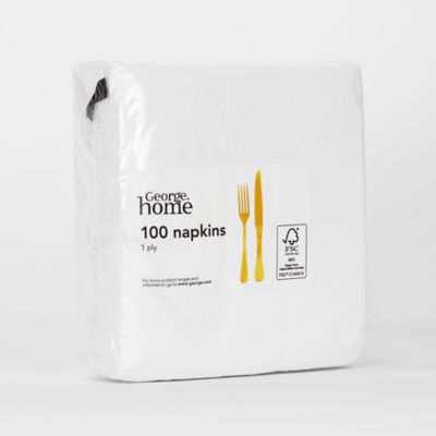 George Home White Paper Napkins 1-Ply 100 Pack