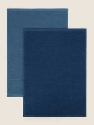 Blue Ribbed Tea Towel - Set of 2