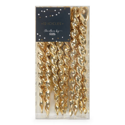 Christmas Gold Icicles - 12 Pack