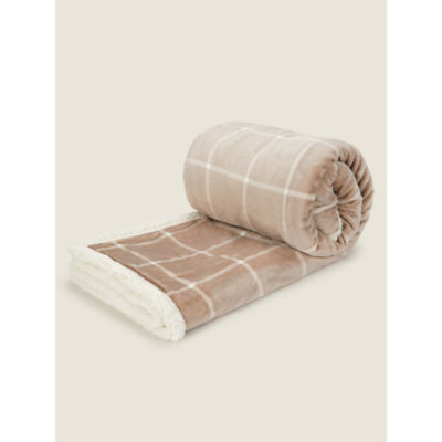 Natural Check Sherpa Throw thumbnail 2