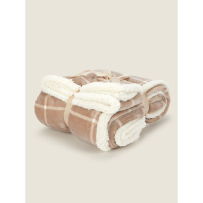 Natural Check Sherpa Throw thumbnail 3