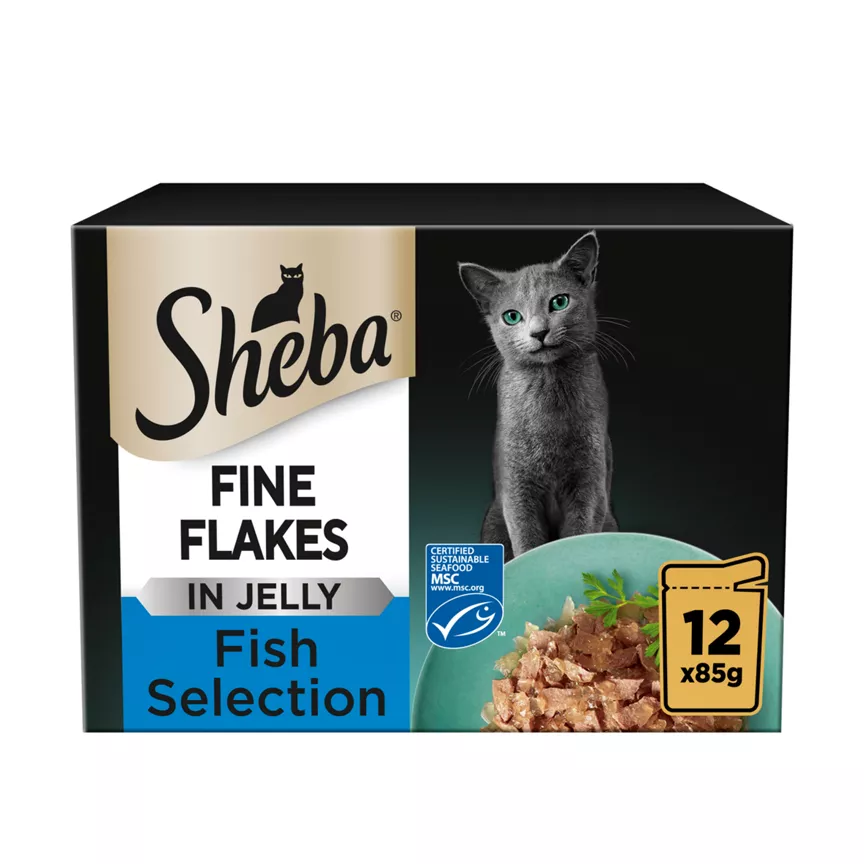 Sheba Fine Flakes Cat Food Pouches Fish in Jelly - Image 1