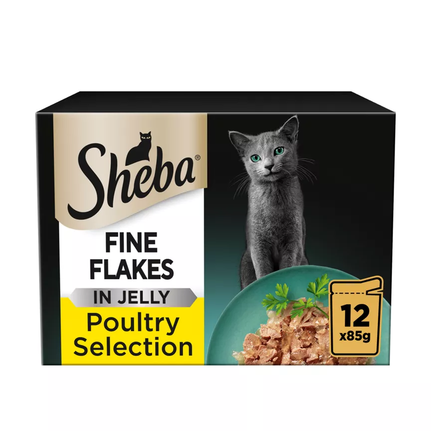 Sheba Fine Flakes Cat Food Pouches Poultry in Jelly - Image 1