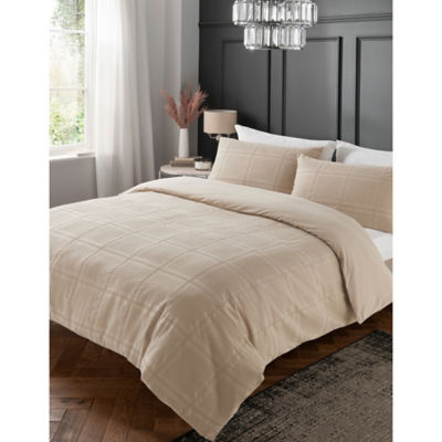 Natural Pop Checked Waffle Duvet Set - King thumbnail 2