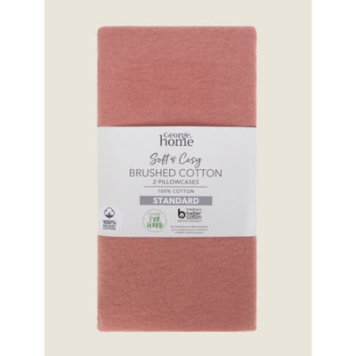 Pink Brushed Cotton Plain Pillowcase Pair thumbnail 3