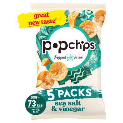 popchips Sea Salt & Vinegar Multipack Crisps 5 Pack thumbnail 2