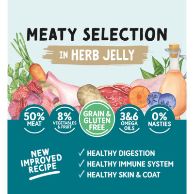 Natural Dog Food Meaty Selection in Herb Jelly Adult Dog 1-7 Years 6 x 390g thumbnail 3