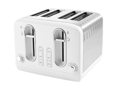 White Stainless Steel 4-Slice Toaster thumbnail 2