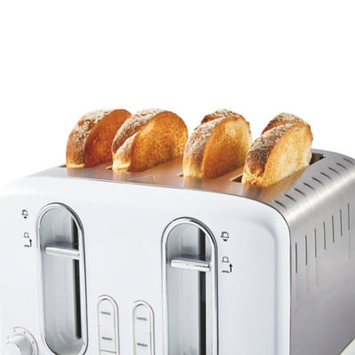 White Stainless Steel 4-Slice Toaster thumbnail 3