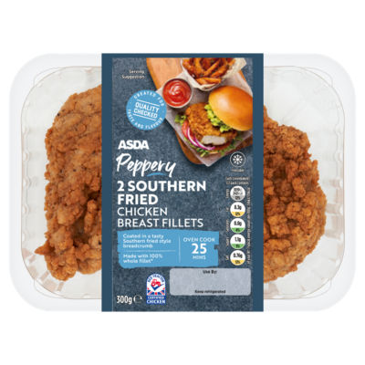 ASDA 2 Peppery Southern Fried Chicken Breast Fillets 300g thumbnail 2