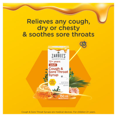 Zarbee’s Adult Cough & Sore Throat Syrup Honey-Based 150ml thumbnail 3