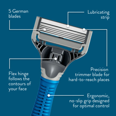 Men's Indigo Blue 5 Blade Razor + 10 Blades thumbnail 4