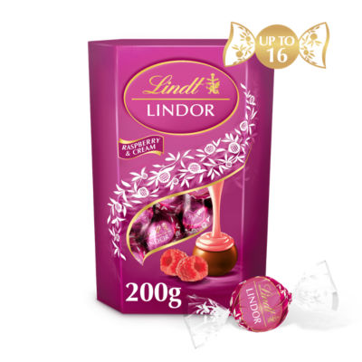 Lindor Raspberry & Cream Chocolate Truffles Box 200g thumbnail 2