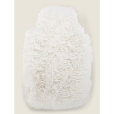 Cream Shaggy Faux Fur Hot Water Bottle