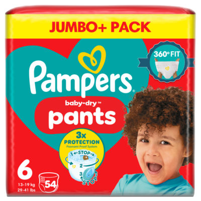 Pampers Baby-Dry Nappy Pants, Size 6 15kg+ Jumbo Pack
