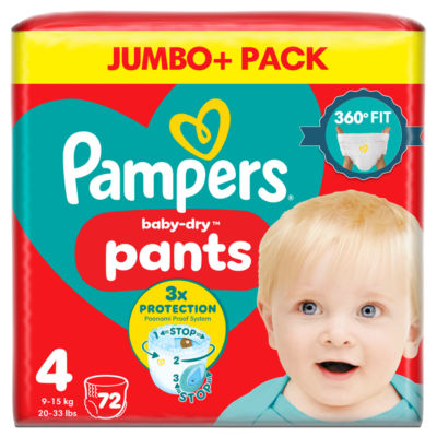 Baby-Dry Nappy Pants Size 4, 72 Nappies, 9kg-15kg, Jumbo+ Pack thumbnail 2