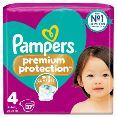Premium Protection Size 4, 37 Baby Nappies, 9kg-14kg, Essential Pack thumbnail 2