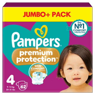 Pampers Premium Protection Nappies, Size 4 (9-14kg) Jumbo+ Pack