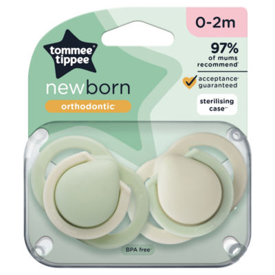 2x Newborn Soothers, Extra Small Baglet & Shield for Babies , 0-2m