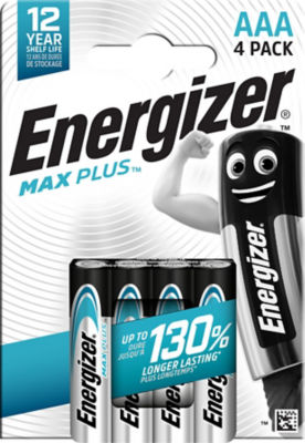 Max Plus AAA Batteries, Alkaline, 4 Pack