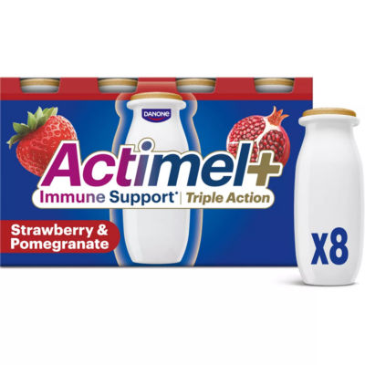 Triple Action 100% Vitamin D Strawberry & Pomegranate Live Yogurt Drink Multipack 8x100g thumbnail 2