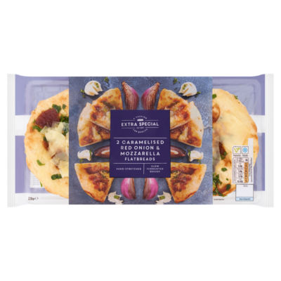 Extra Special 2 Caramelised Red Onion & Mozzarella Flatbreads 220g thumbnail 2
