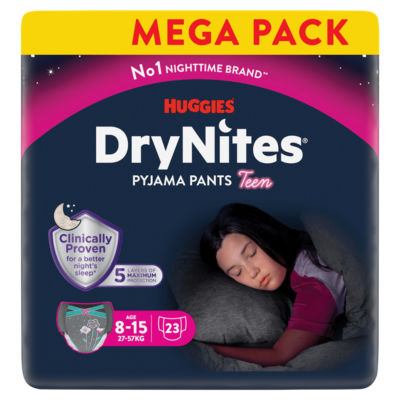 DryNites 23 Pyjama Pants Teen Age 8-15 27-57kg Mega Pack thumbnail 2