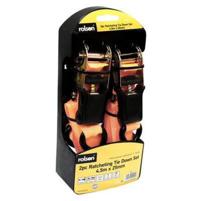2pc Ratcheting Tie Down Set 4.5m x 25mm thumbnail 2