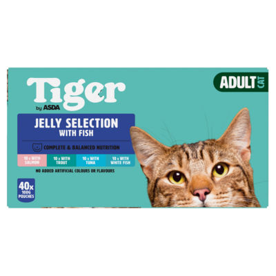 Tiger by ASDA Adult Cat Jelly Selection with Fish 40 x 100g (4.0kg)