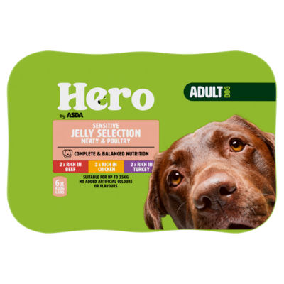 Hero by ASDA Sensitive Jelly Selection Meaty & Poultry Adult Dog 6 x 400g (2.4kg)