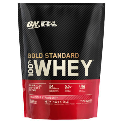 Gold Standard Whey Protein Powder, Delicious Strawberry Flavour, 15 servings, 450g