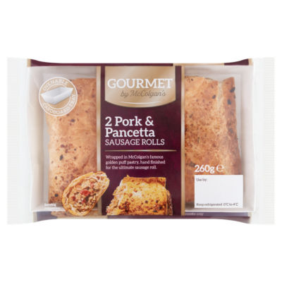 Gourmet 2 Pork & Pancetta Sausage Rolls 260g